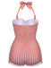 1950s Halter Striped Polka Dot Bowknot One-piece Swimsuit: beautiful vintage swimwear, retro swimsuit, pin-up style with timeless appeal
