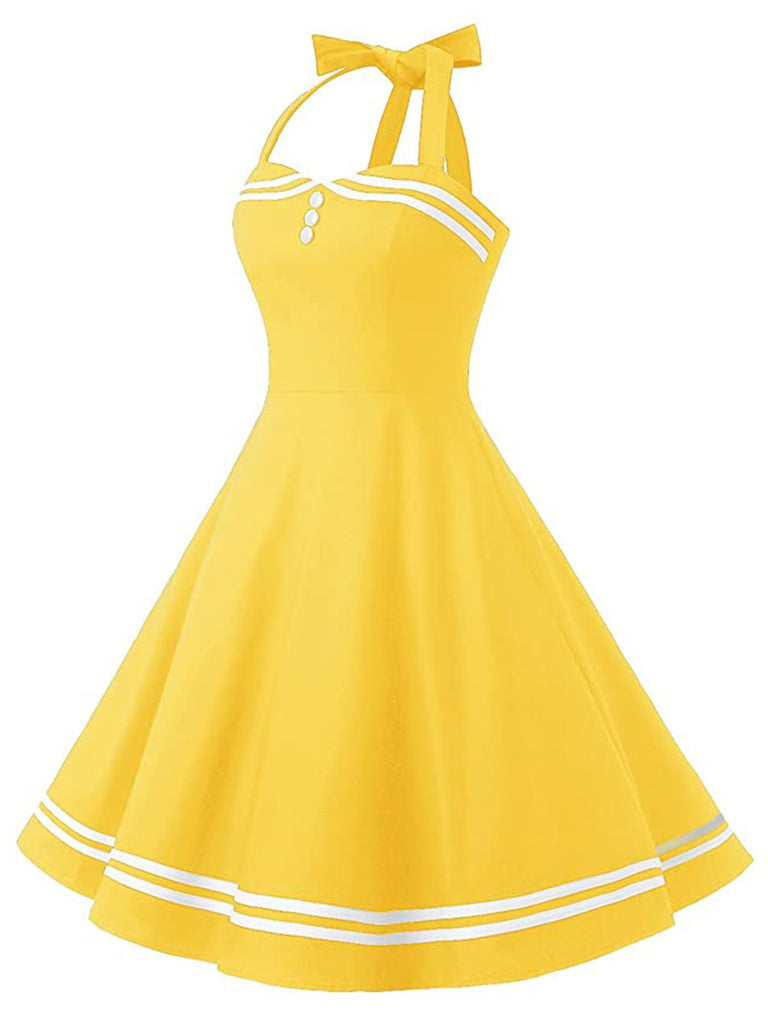 1950s Halter Swing Dress, classic 1950s style elegant retro fashion - Image 2
