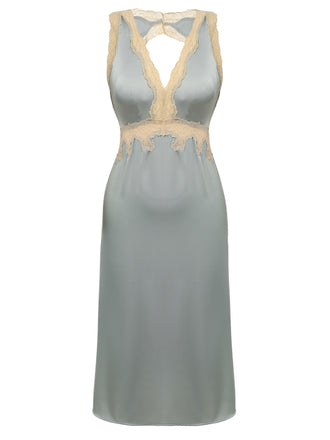 1950s Lace Backless V-Neck Satin Sleepwear: timeless style reimagined