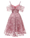 1950s Lace Cold Shoulder Ruffle Dress, classic 1950s style elegant retro fashion - Image 14