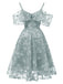 1950s Lace Cold Shoulder Ruffle Dress, classic 1950s style elegant retro fashion - Image 4