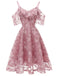 1950s Lace Cold Shoulder Ruffle Dress: timeless style reimagined
