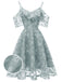 1950s Lace Cold Shoulder Ruffle Dress — vintage elegance for the modern woman