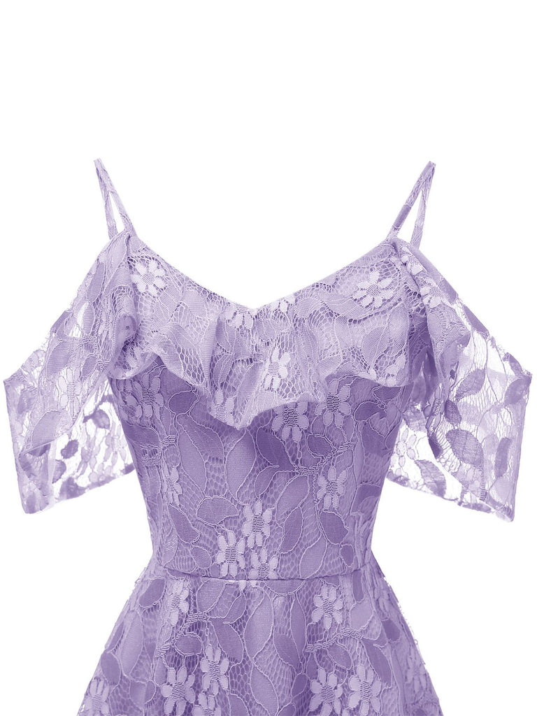 1950s Lace Cold Shoulder Ruffle Dress: timeless style reimagined