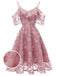 1950s Lace Cold Shoulder Ruffle Dress: timeless style reimagined