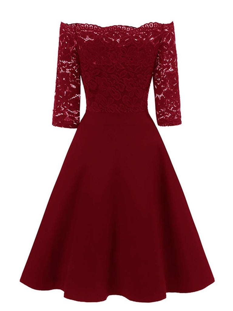 1950s Lace Off Shoulder Dress: timeless style reimagined