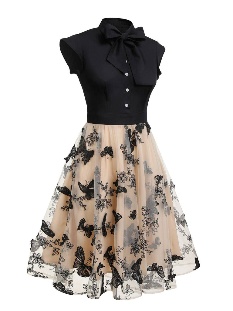 Black 1950s Butterfly Patchwork Vintage Dress: timeless style reimagined