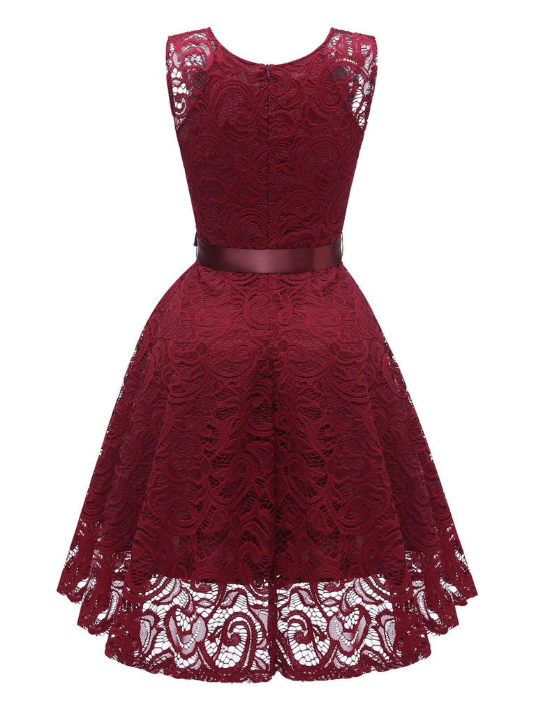 1950s Lace V Neck Bow Dress, classic 1950s style elegant retro fashion - Image 12