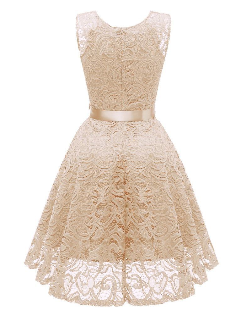 1950s Lace V Neck Bow Dress, classic 1950s style elegant retro fashion - Image 6