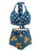 1950s Lemon Polka Dot Halter Bikini, classic 1950s style summer beach collection - Image 2
