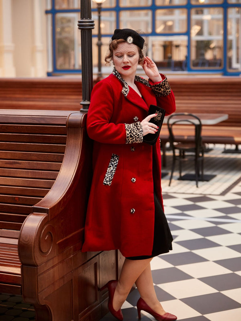 1950s Leopard Patchwork Button Coat: timeless style reimagined