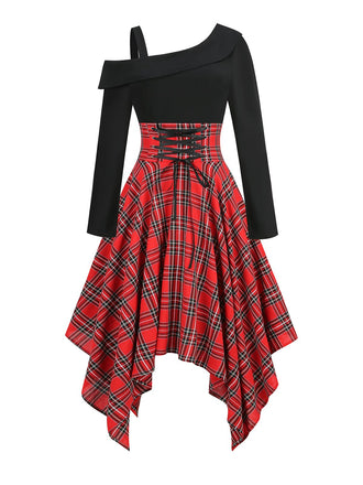 1950s Long Sleeve Patchwork Swing Dress: timeless style reimagined