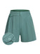 Mint Green 1950s Solid Pleating Decorative Pocket Shorts - vintage fashion, retro style