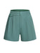 Mint Green 1950s Solid Pleating Decorative Pocket Shorts - vintage fashion, retro style