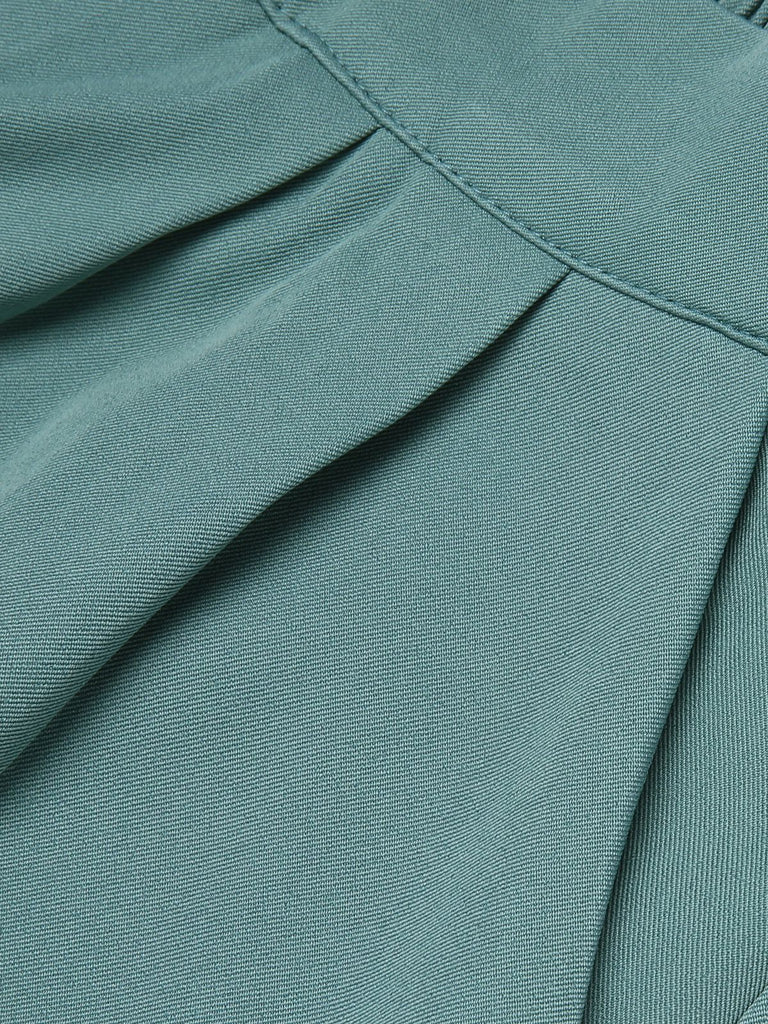 Mint Green 1950s Solid Pleating Decorative Pocket Shorts - vintage fashion, retro style