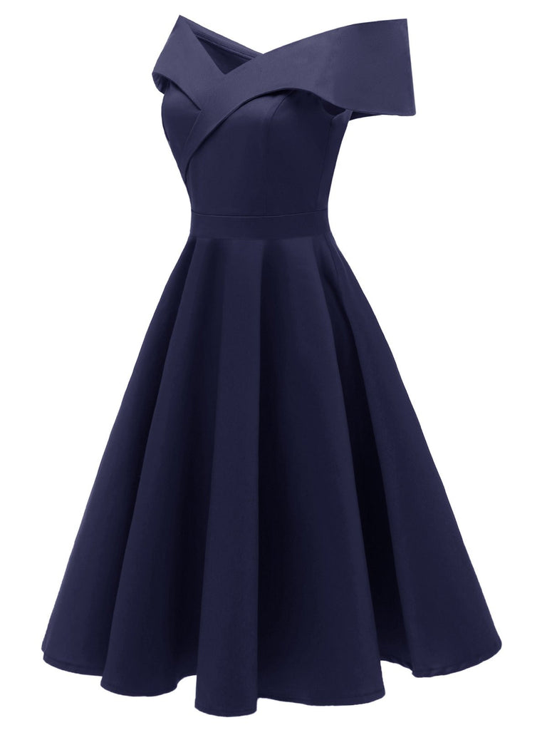 1950s Off Shoulder Swing Dress | vintage dress, retro fashion, elegant style - perfect for retro fashion enthusiasts