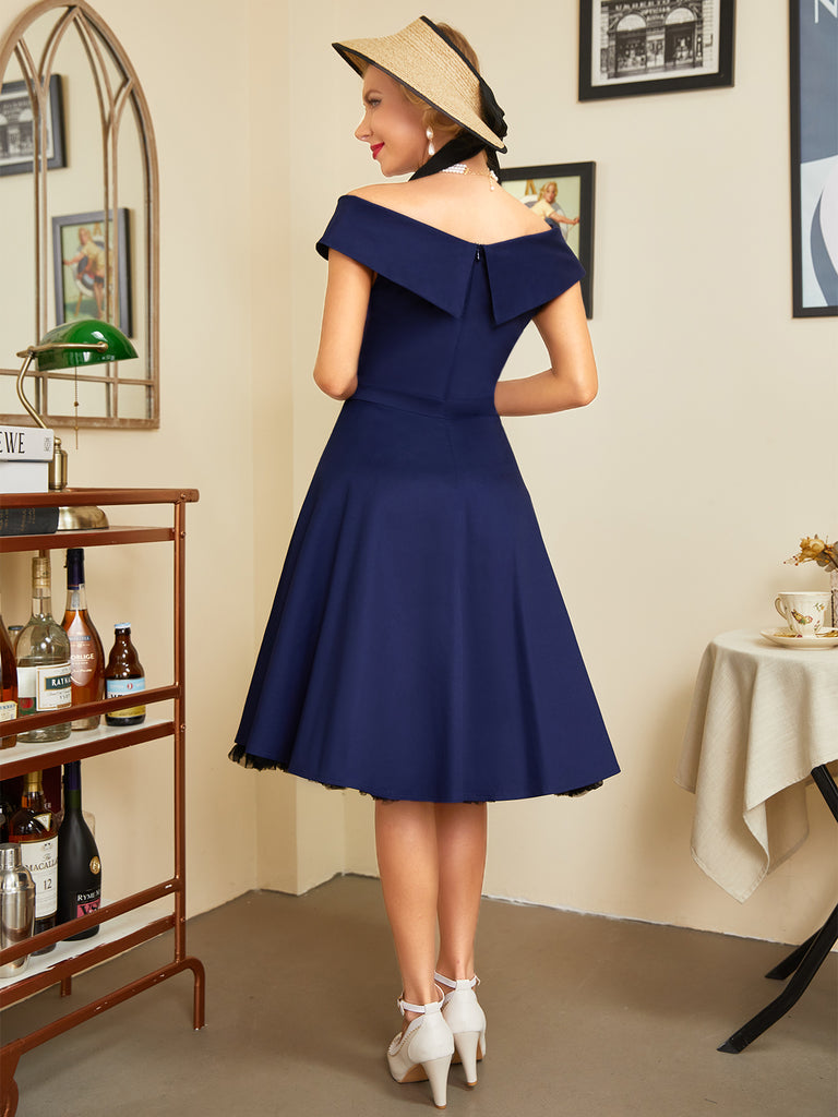 1950s Off Shoulder Swing Dress: timeless style reimagined