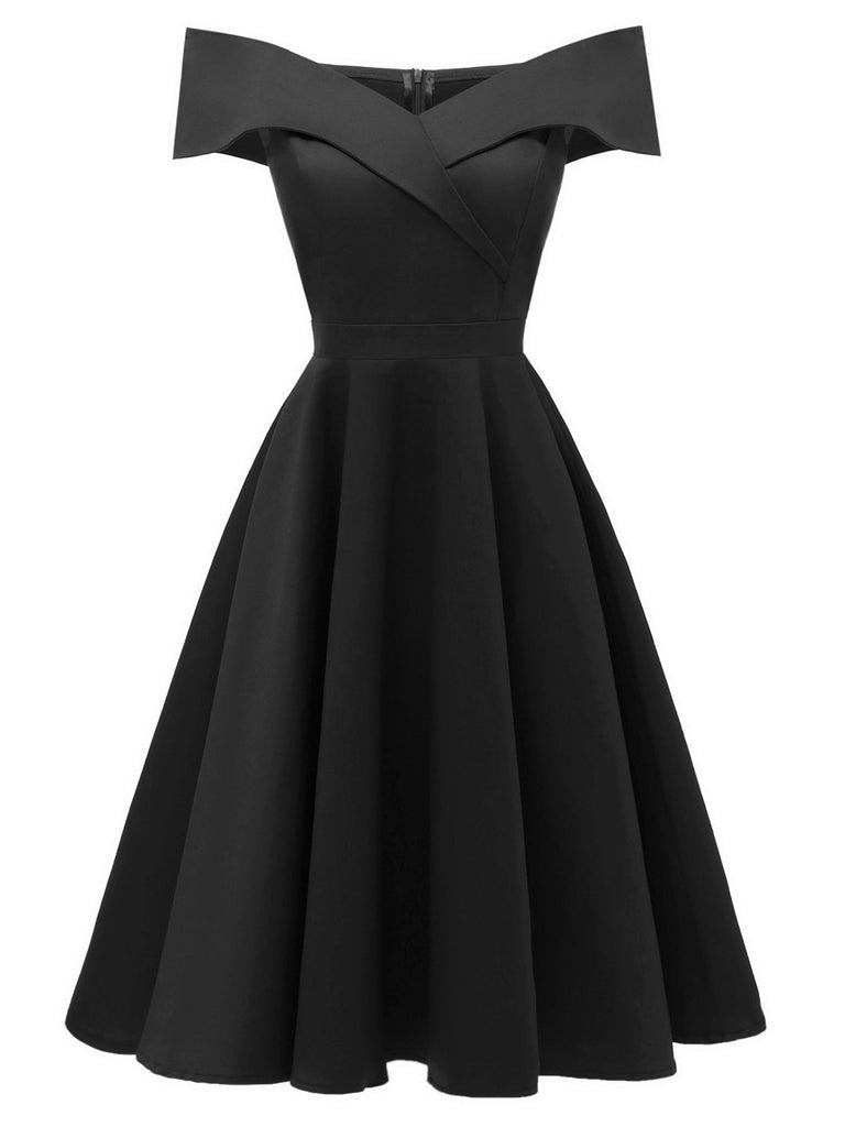 This 1950s Off Shoulder Swing Dress wraps her in 1950s elegance, one twirl at a time