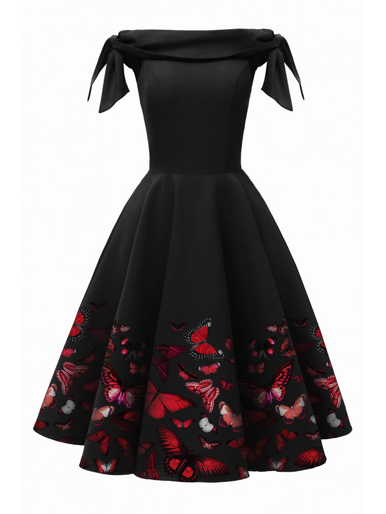 1950s Off-Shoulder Butterfly Swing Dress — vintage elegance for the modern woman