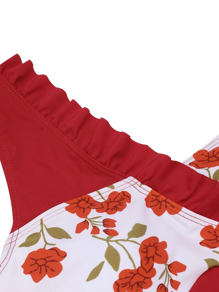 1950s One-shoulder Ruffle One-piece Swimsuit: timeless style reimagined