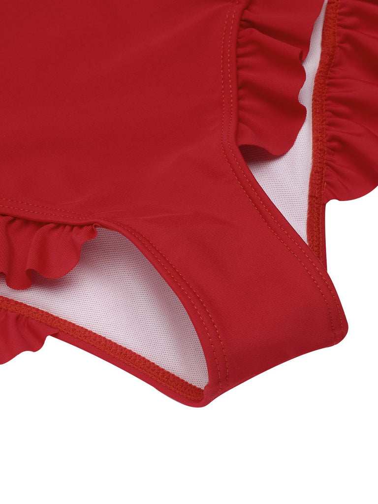 1950s One-shoulder Ruffle One-piece Swimsuit: timeless style reimagined