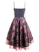 1950s Patchwork High Low Hem Strap Dress, classic 1950s style elegant retro fashion - Image 3