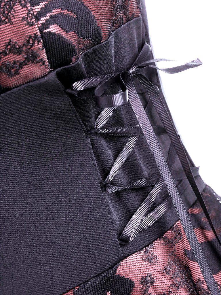 1950s Patchwork High Low Hem Strap Dress, classic 1950s style elegant retro fashion - Image 4