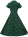 1950s Plaid Button Swing Dress, classic 1950s style elegant retro fashion - Image 3