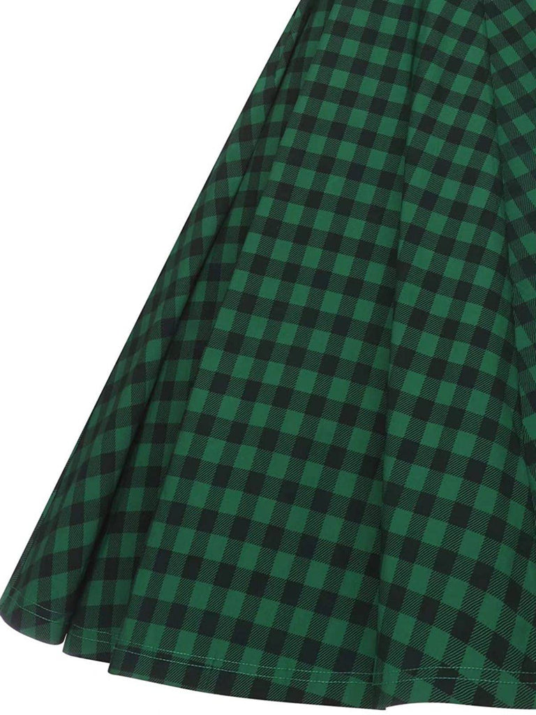 1950s Plaid Button Swing Dress, classic 1950s style elegant retro fashion - Image 6