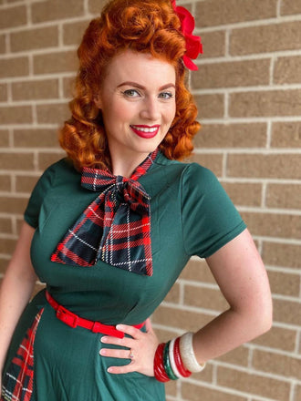 1950s Plaid Patchwork Bow Swing Dress: timeless style reimagined