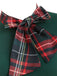 1950s Plaid Patchwork Bow Swing Dress, classic 1950s style elegant retro fashion - Image 4