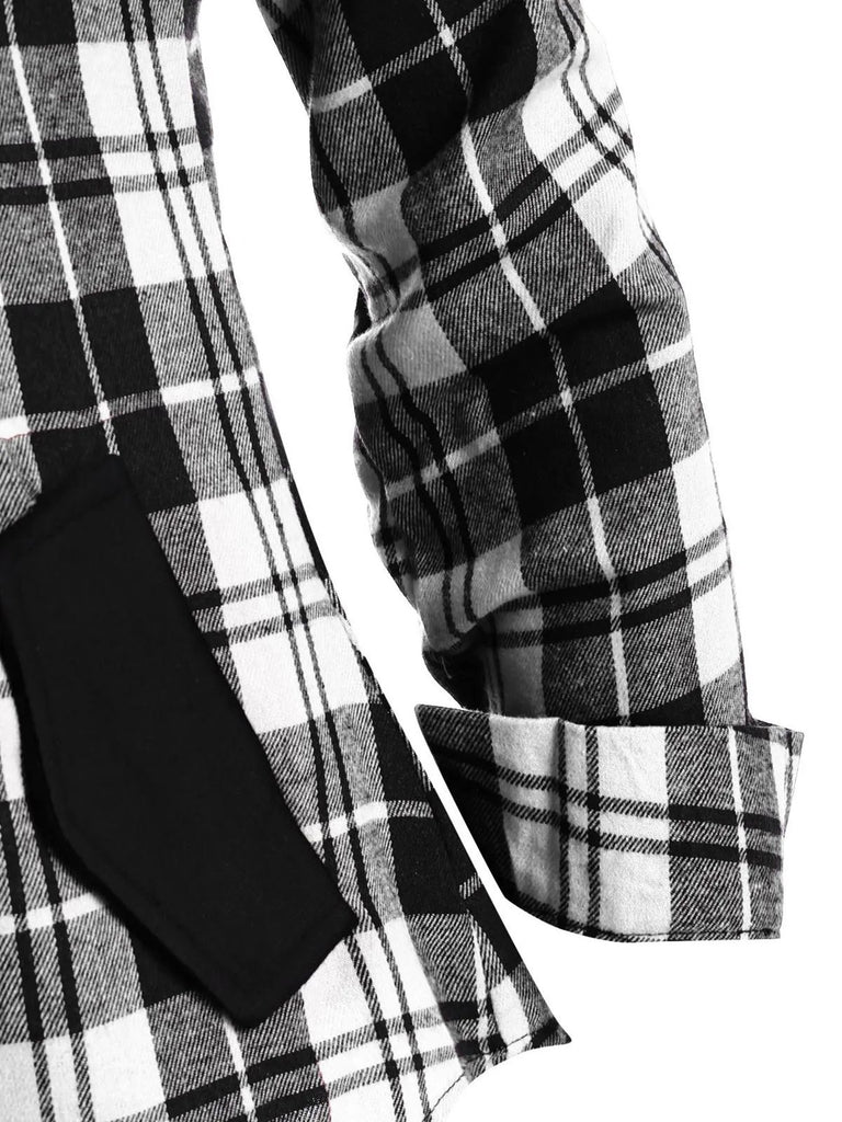 1950s Plaid Pocket Hooded Zipper Tops - vintage fashion, retro style
