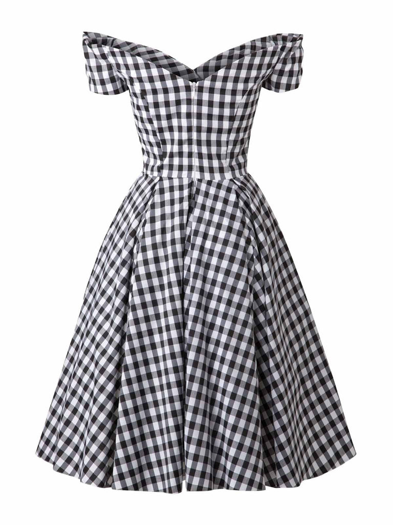 Black 1950s Plaid Swing Dress: where 1950s romance meets her modern spirit