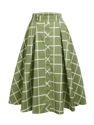 1950s Plaid Swing Skirt, classic 1950s style elegant retro fashion - Image 1