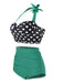 1950s Polka Dot Halter Pleated Bikini, classic 1950s style summer beach collection - Image 2
