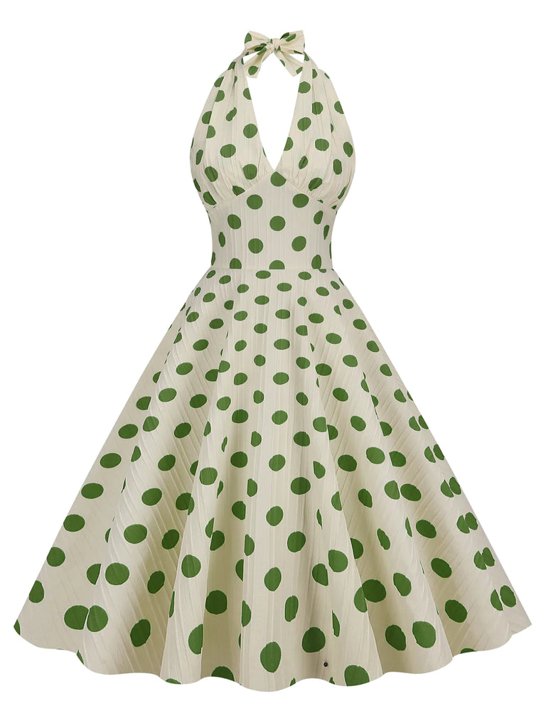 1950s Polka Dot Halter Swing Dress — vintage elegance for the modern woman