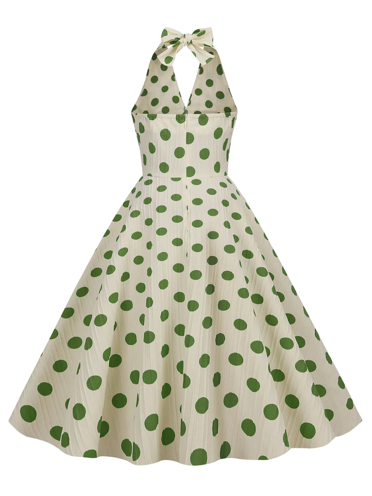 1950s Polka Dot Halter Swing Dress — vintage elegance for the modern woman