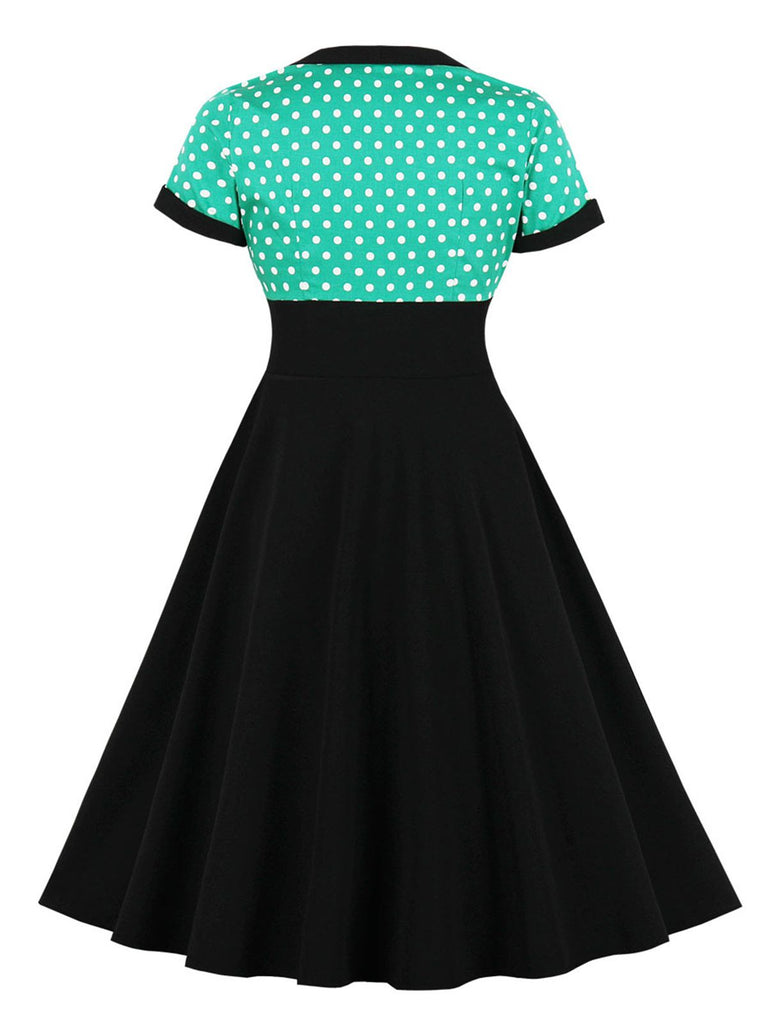 1950s Polka Dot Patchwork Swing Dress: where 1950s romance meets her modern spirit