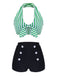 1950s Retro Halter Stripes Bikini Set - vintage fashion, retro style