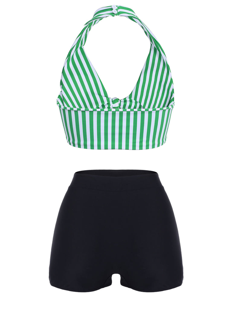 1950s Retro Halter Stripes Bikini Set - vintage fashion, retro style
