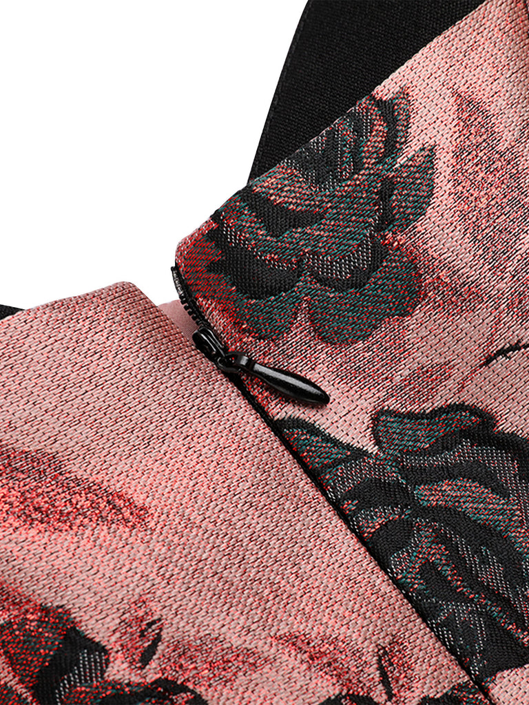 1950s Roses Embossed Satin Swing Dress — vintage elegance for the modern woman