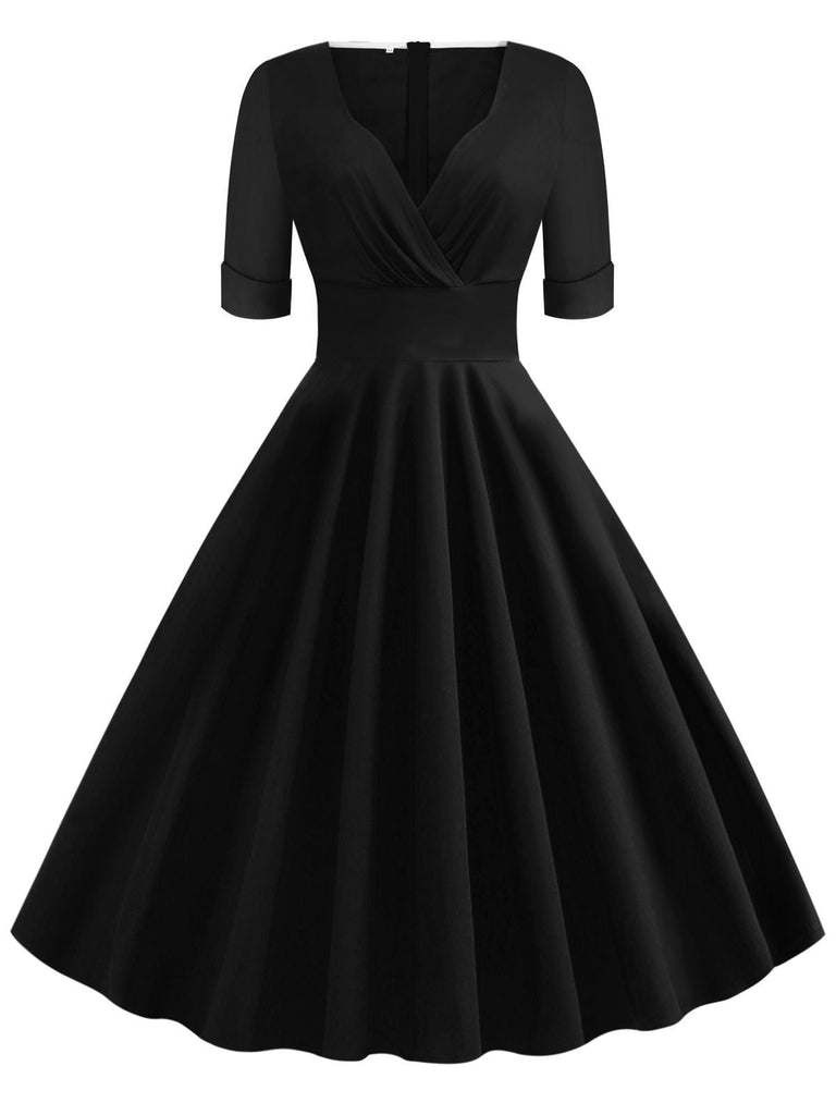 1950s Solid Sweetheart Fold Swing Dress — vintage elegance for the modern woman