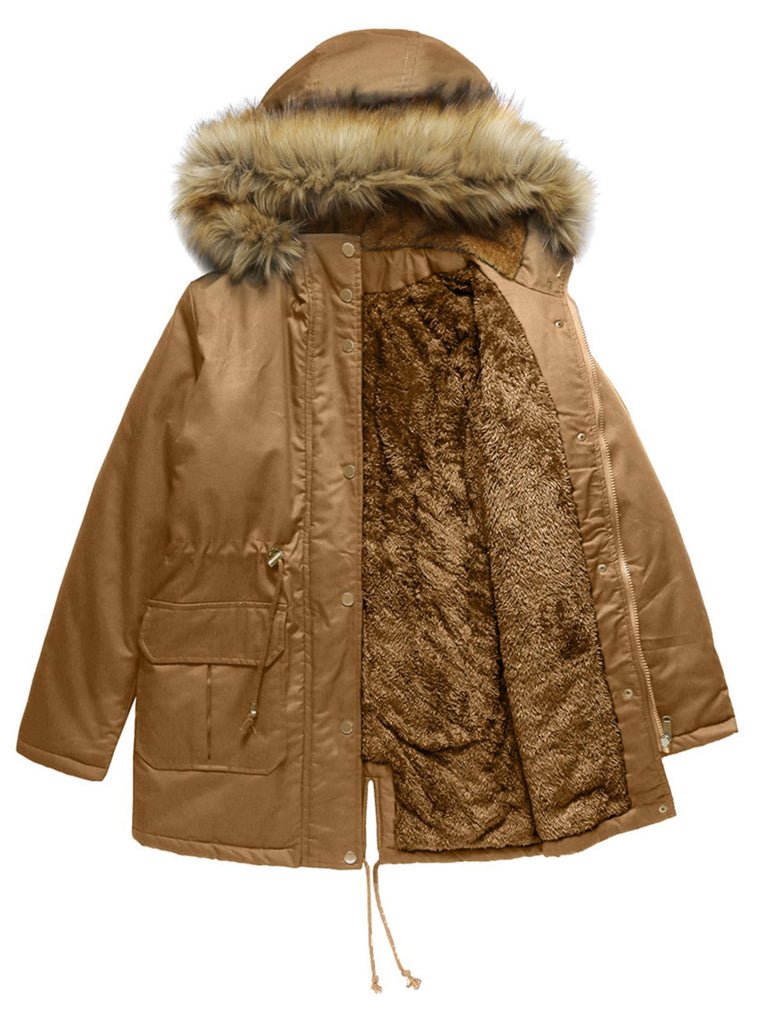 1950s Solid Zipper Fur Trimmed Coat: timeless style reimagined