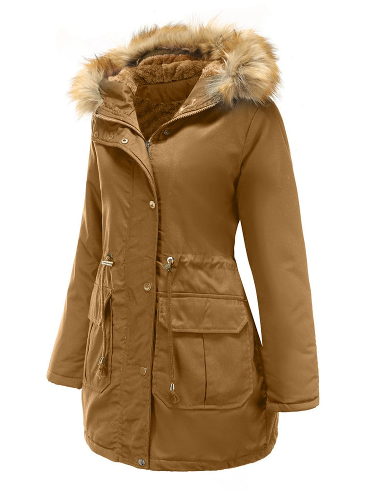 1950s Solid Zipper Fur Trimmed Coat - vintage fashion, retro style