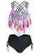 1950s Spaghetti Strap Feather Tankini Set - vintage fashion, retro style