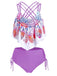 1950s Spaghetti Strap Feather Tankini Set: timeless style reimagined