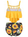 1950s Spaghetti Strap Sunflowers Tankini Set — vintage elegance for the modern woman