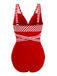 1950s Stripe Lace Up Patchwork One-Piece Swimsuit — vintage elegance for the modern woman