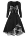 1950s Sweetheart Plaid Patchwork Dress, classic 1950s style elegant retro fashion - Image 2