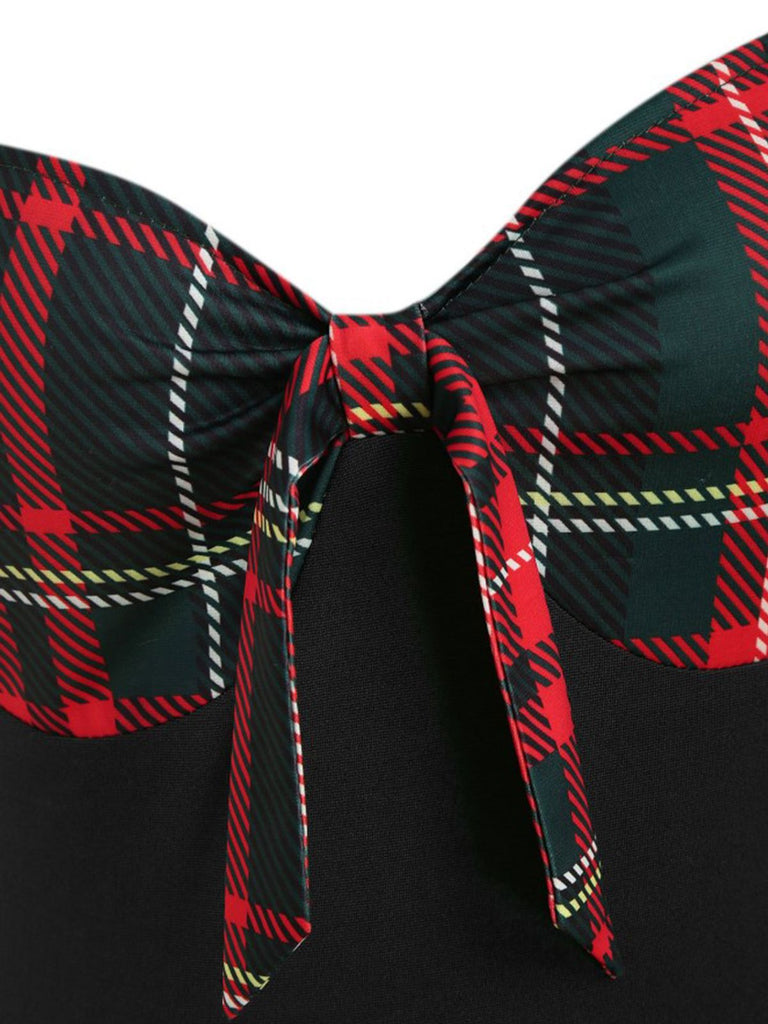 1950s Sweetheart Plaid Patchwork Dress, classic 1950s style elegant retro fashion - Image 9
